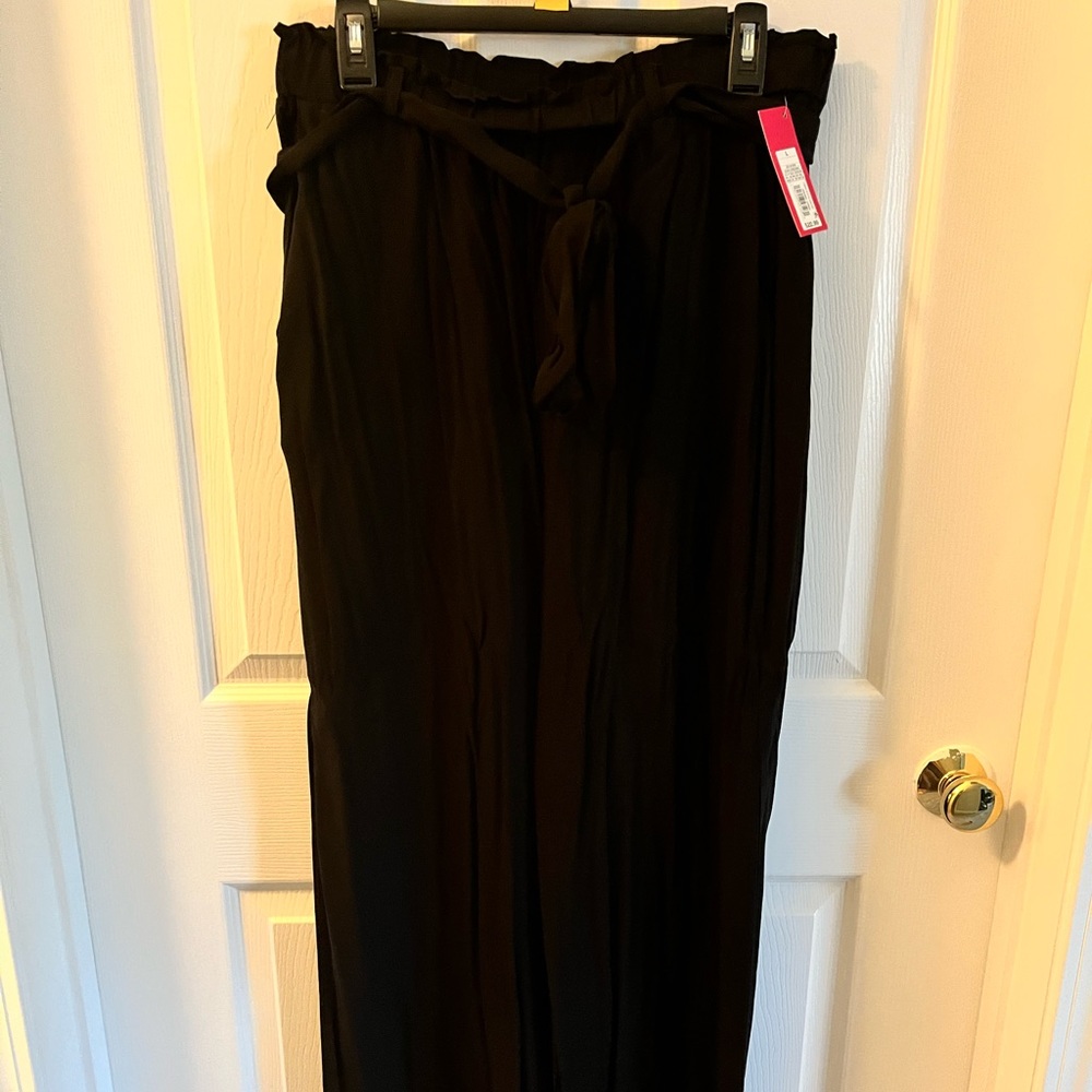 NWT Black paper bag waist casual trouser